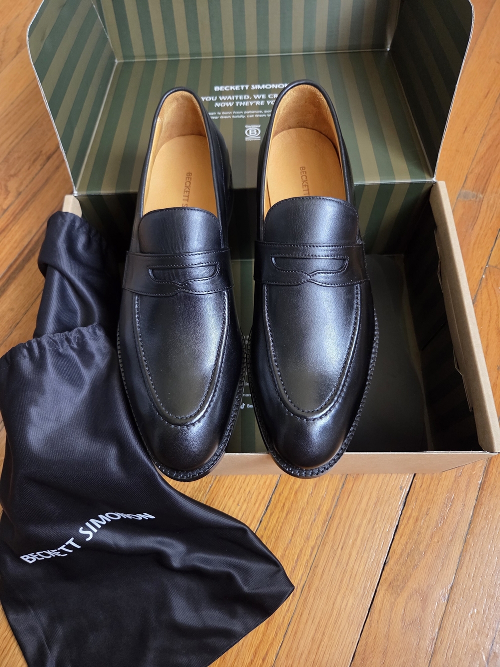 Beckett Simonon Men’s Black Leather Penny Loafers